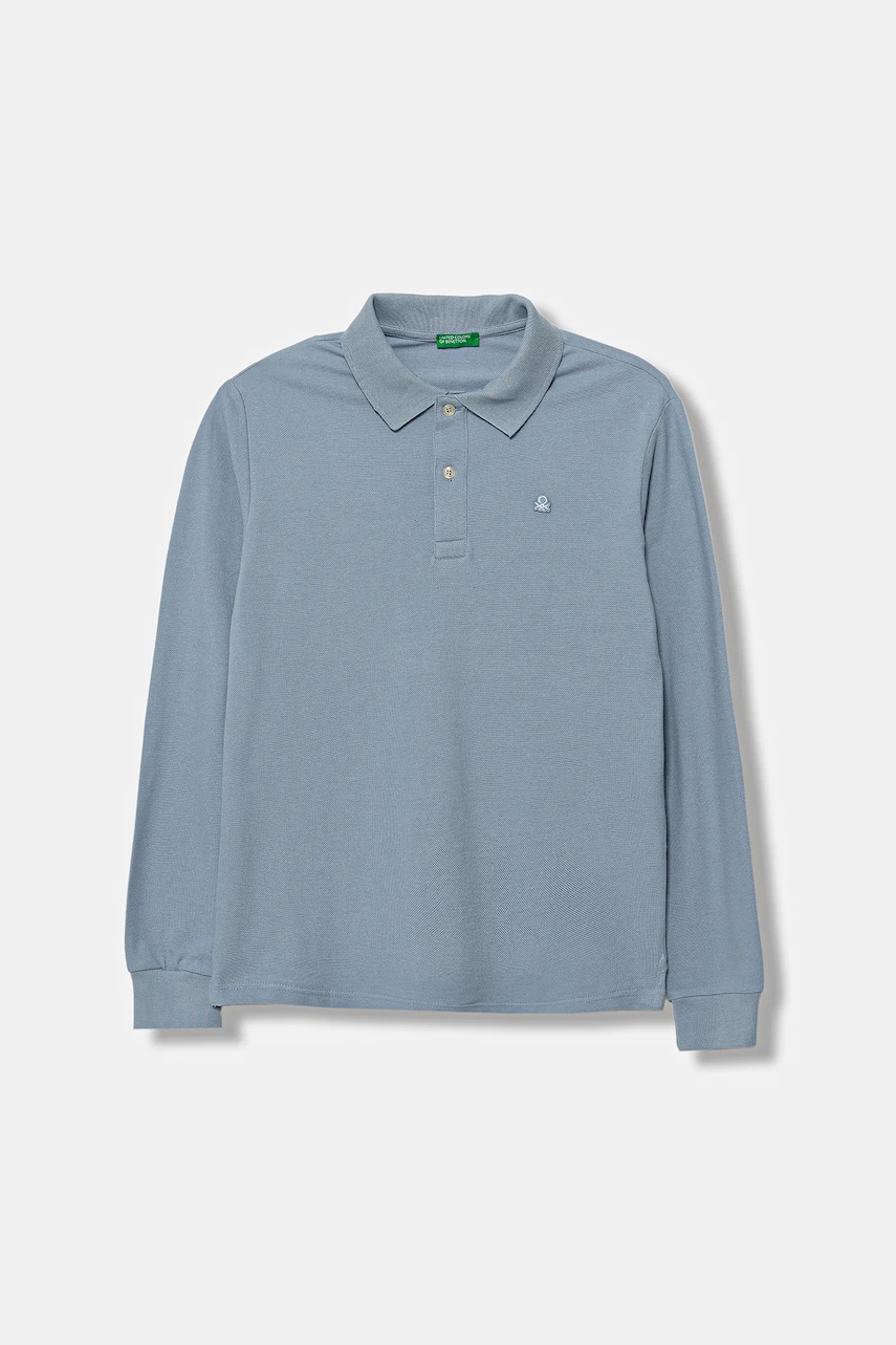 Levně Dětské bavlněné tričko s dlouhým rukávem United Colors of Benetton modrá barva, 3089C300Z