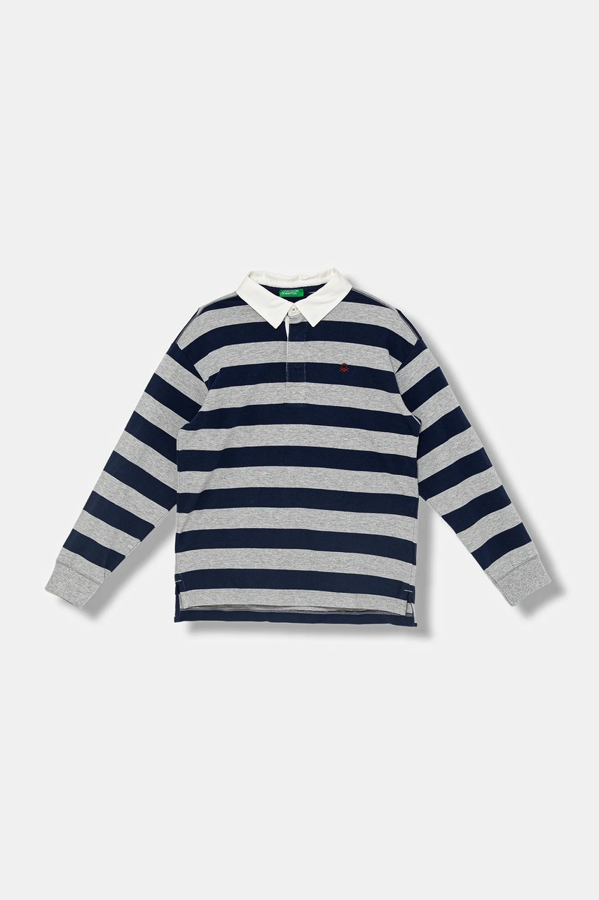 United Colors of Benetton tricouri polo din bumbac pentru copii culoarea gri, uni, 33CKC301X