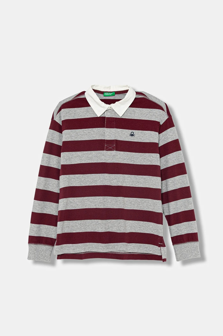 United Colors of Benetton tricouri polo din bumbac pentru copii culoarea gri, uni, 33CKC301X
