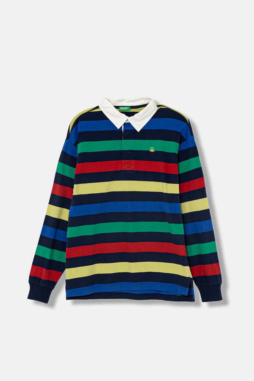 United Colors of Benetton tricouri polo din bumbac pentru copii culoarea bleumarin, uni, 33CKC301X