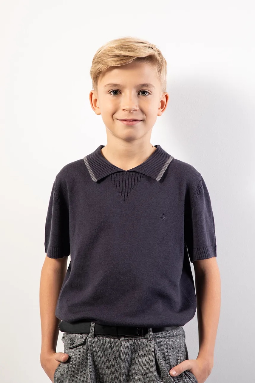 Coccodrillo tricou de bumbac pentru copii culoarea bleumarin, uni, ELEGANT JUNIOR BOY