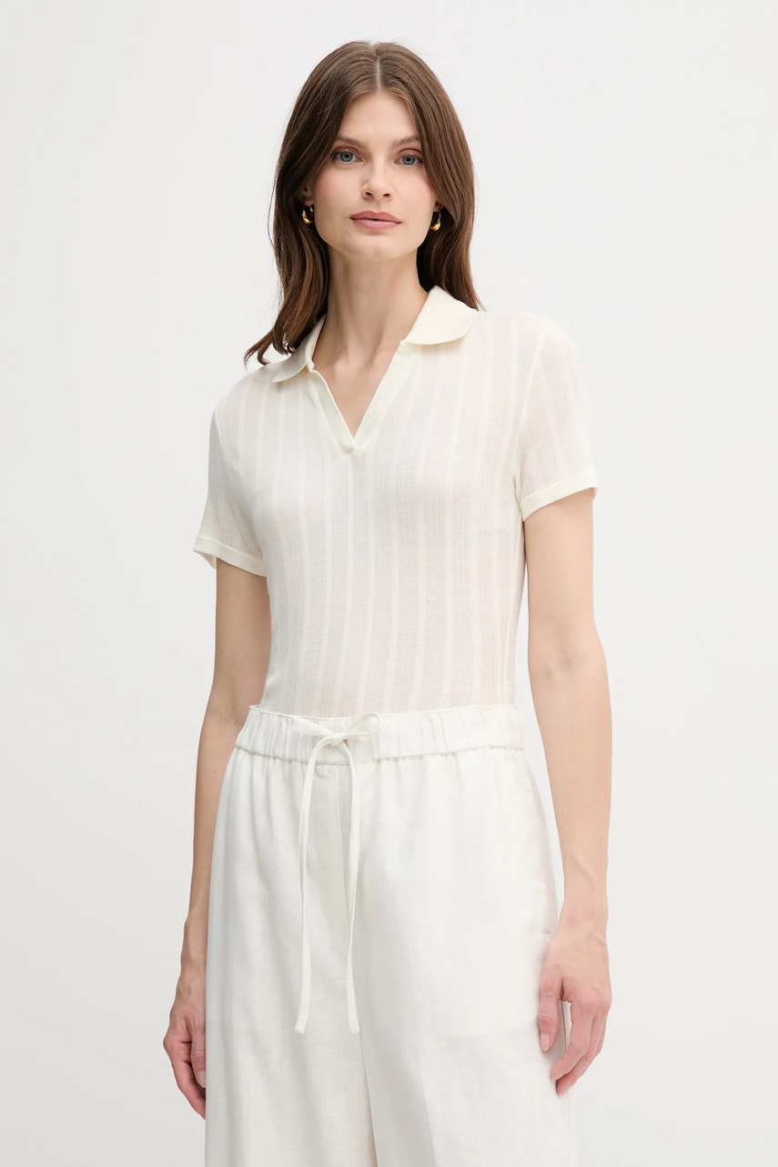 Levně Polo tričko Calvin Klein Jeans dámské, béžová barva, LV047C210G