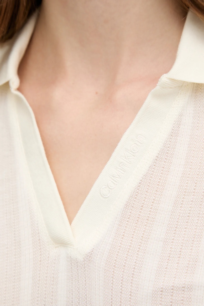 Πόλο Calvin Klein Jeans χρώμα: μπεζ, LV047C210G φωτογραφία