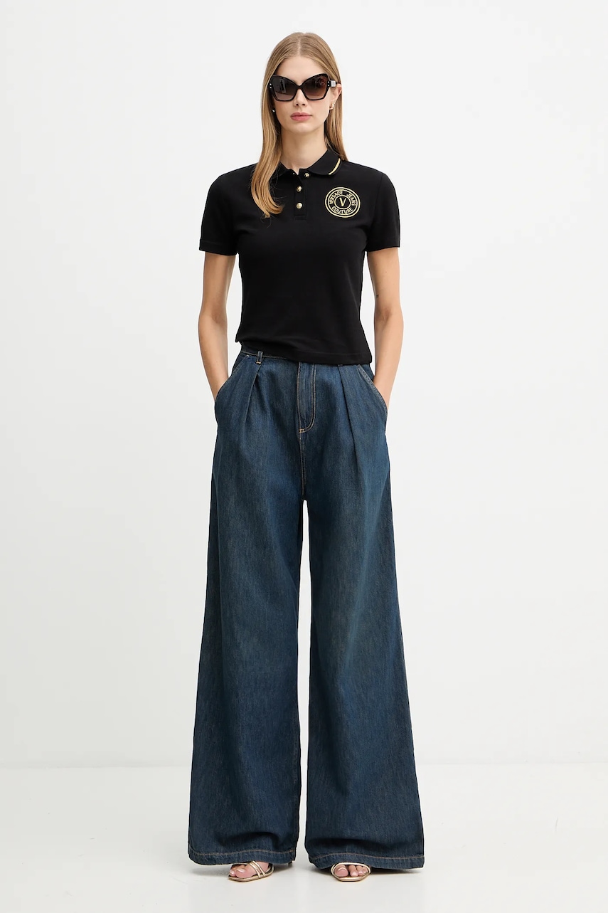 Хлопковое поло Versace Jeans Couture цвет чёрный 79HAGT00 CJ01T Хлопковое поло Versace Jeans Couture цвет чёрный 79HAGT00 CJ01T