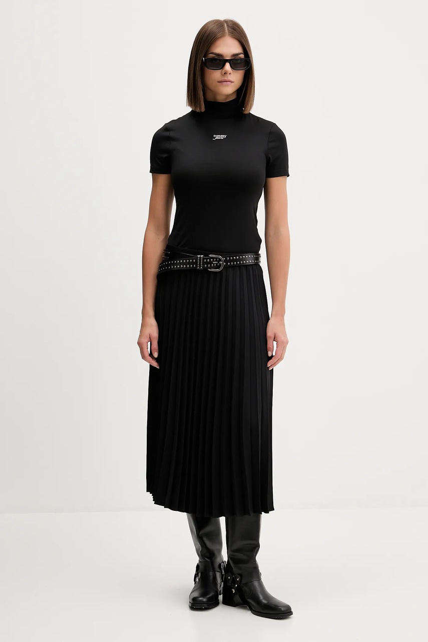 Футболка Tommy Jeans цвет чёрный с полугольфом DW0DW21563