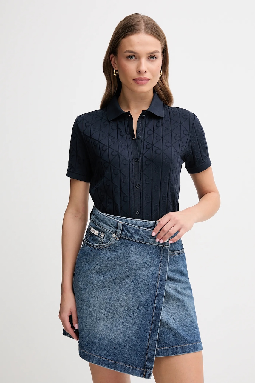 Levně Bavlněný kardigan Calvin Klein Jeans dámský, tmavomodrá barva, LV044D209G