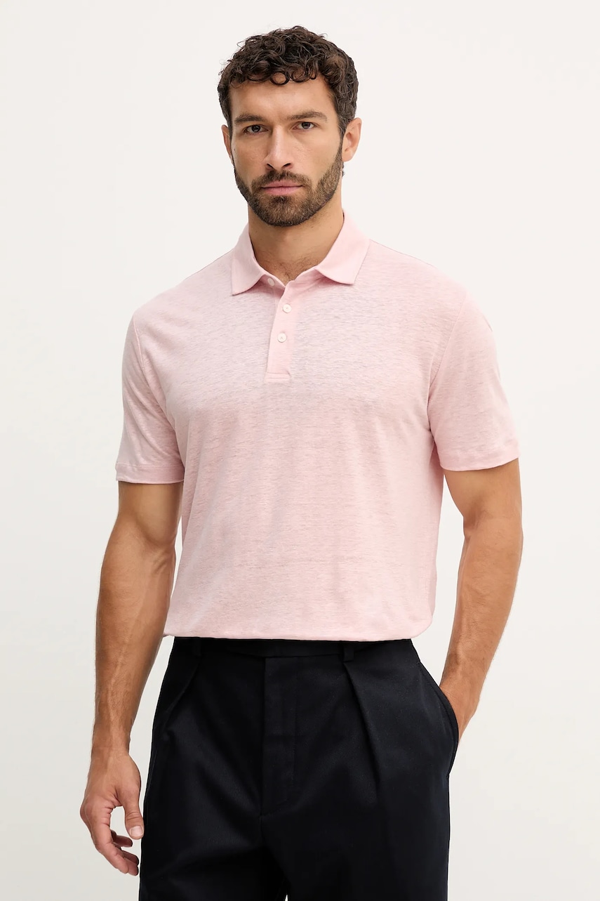 BOSS polo din in BECKHAM X BOSS culoarea roz, melanj, 50552246