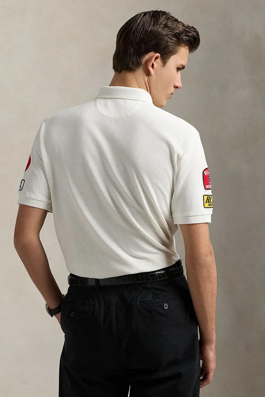 Хлопковое поло Polo Ralph Lauren Sskcclsm1 Short Sleeve цвет белый с аппликацией 710972334