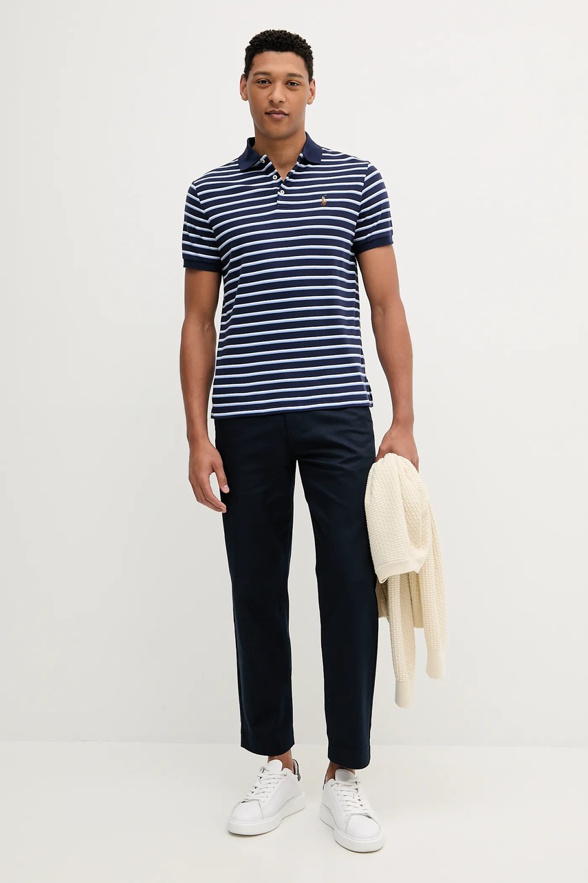 Хлопковое поло Polo Ralph Lauren цвет синий узор 710974586