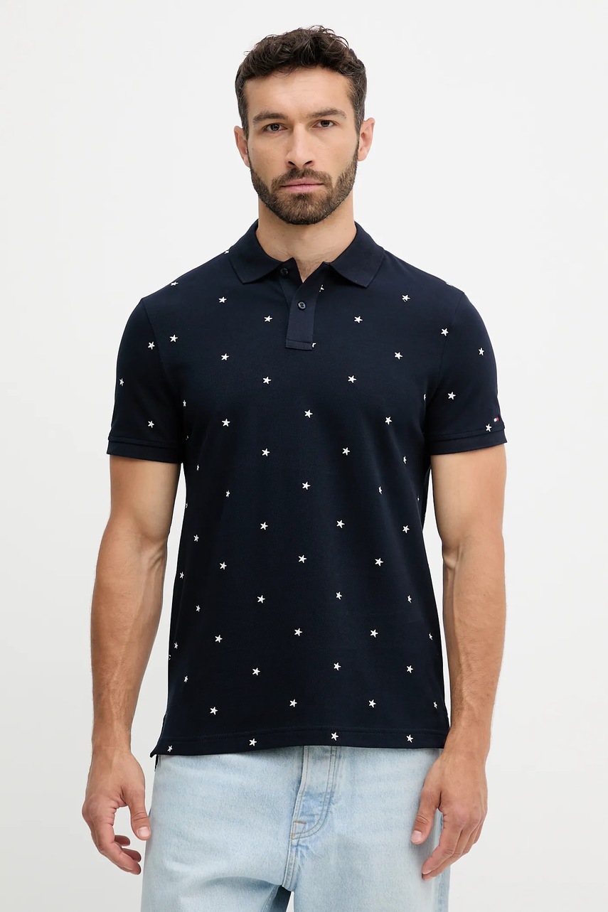 Levně Polo tričko Tommy Hilfiger pánské, tmavomodrá barva, s aplikací, MW0MW39835