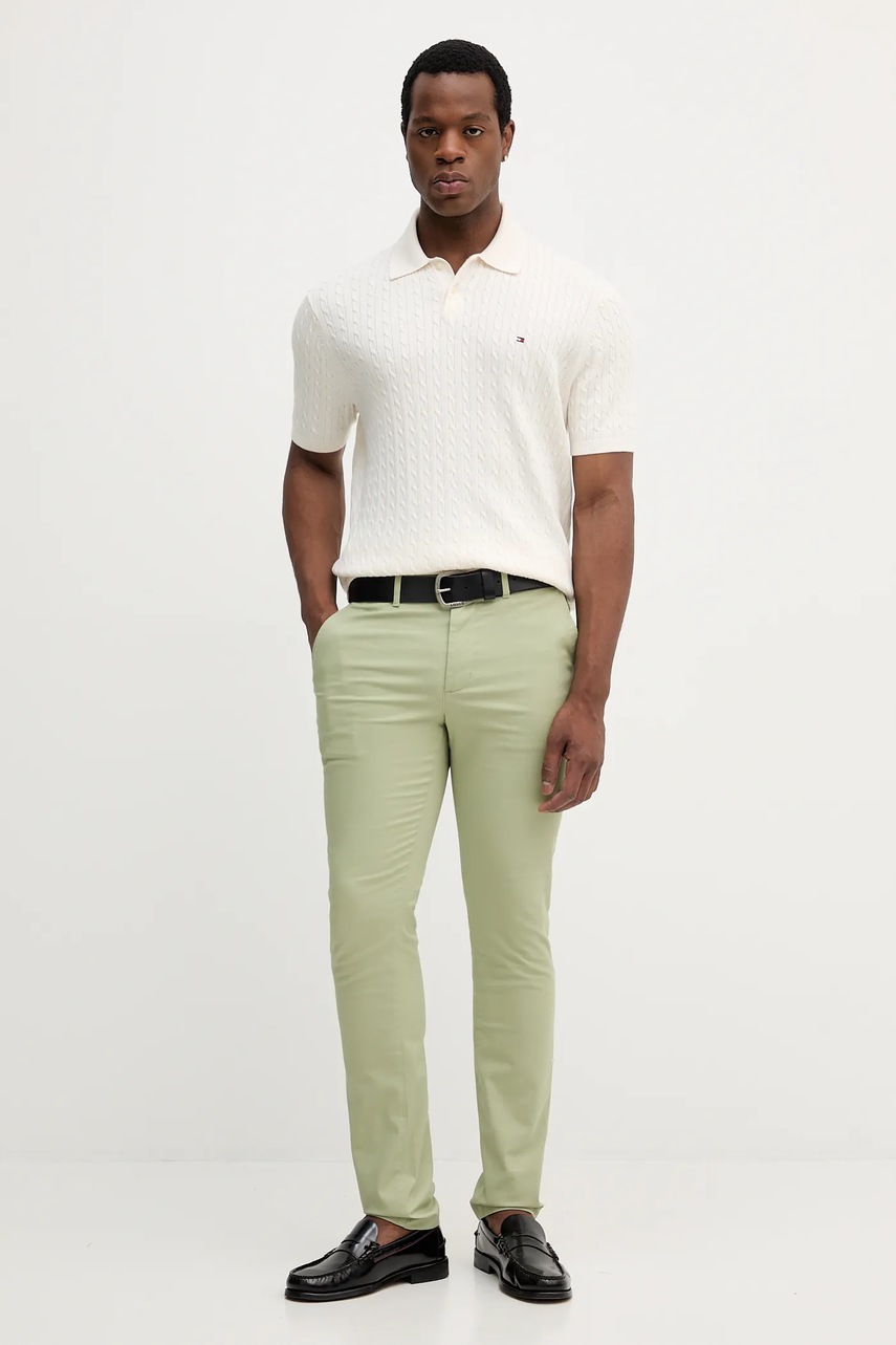 Хлопковое поло Tommy Hilfiger цвет бежевый однотонное MW0MW40701