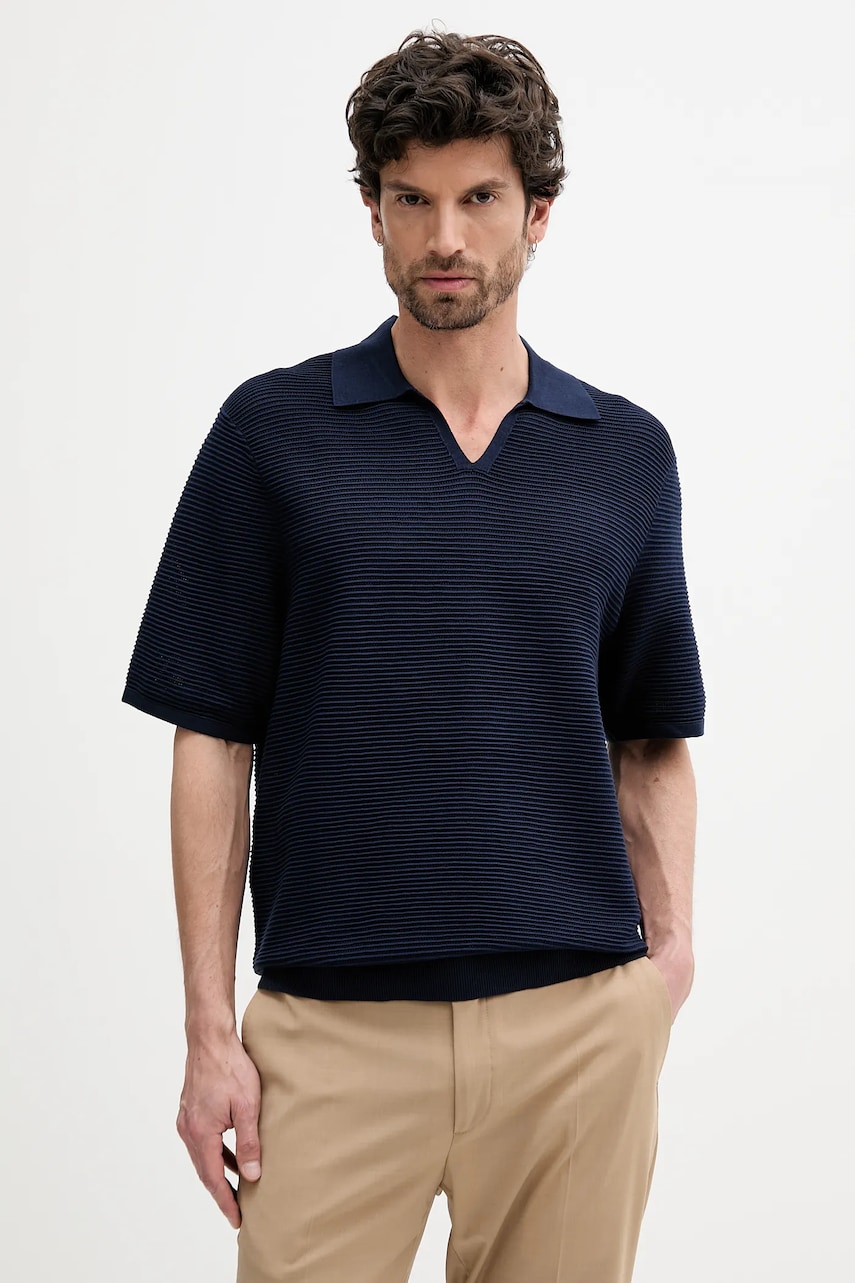 Levně Polo tričko Calvin Klein pánské, tmavomodrá barva, LV04LC323G