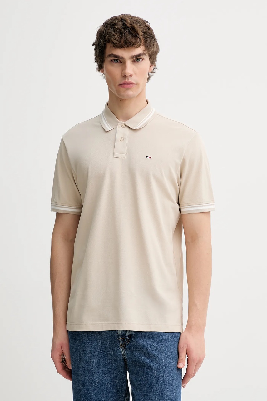 Tommy Jeans polo de bumbac culoarea alb, uni, DM0DM21846