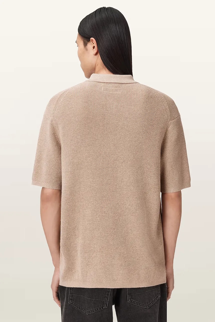 AllSaints polo tričko pánske s prímesou vlny ASPEN