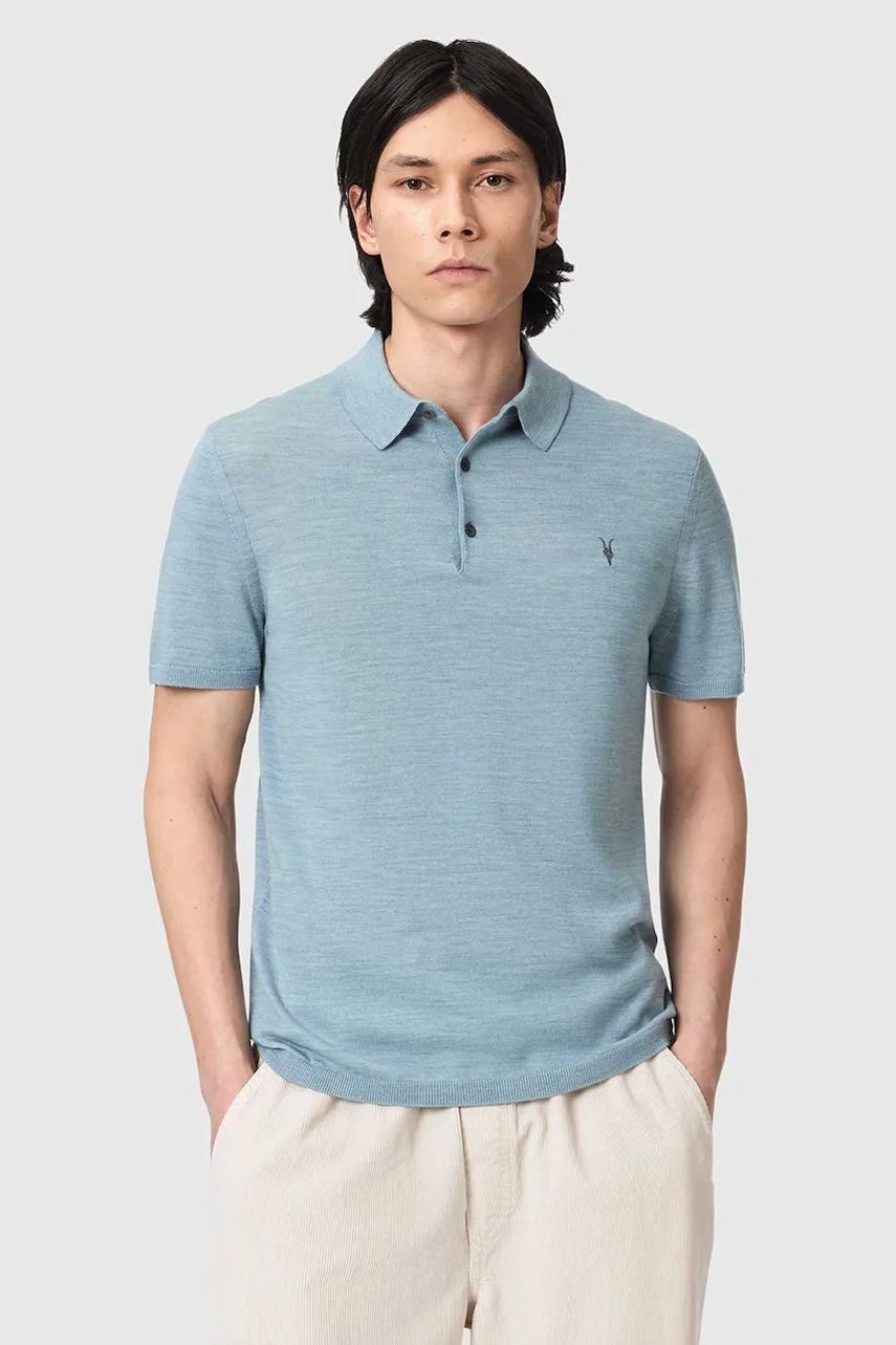 Levně AllSaints polo pánské vlněné MODE
