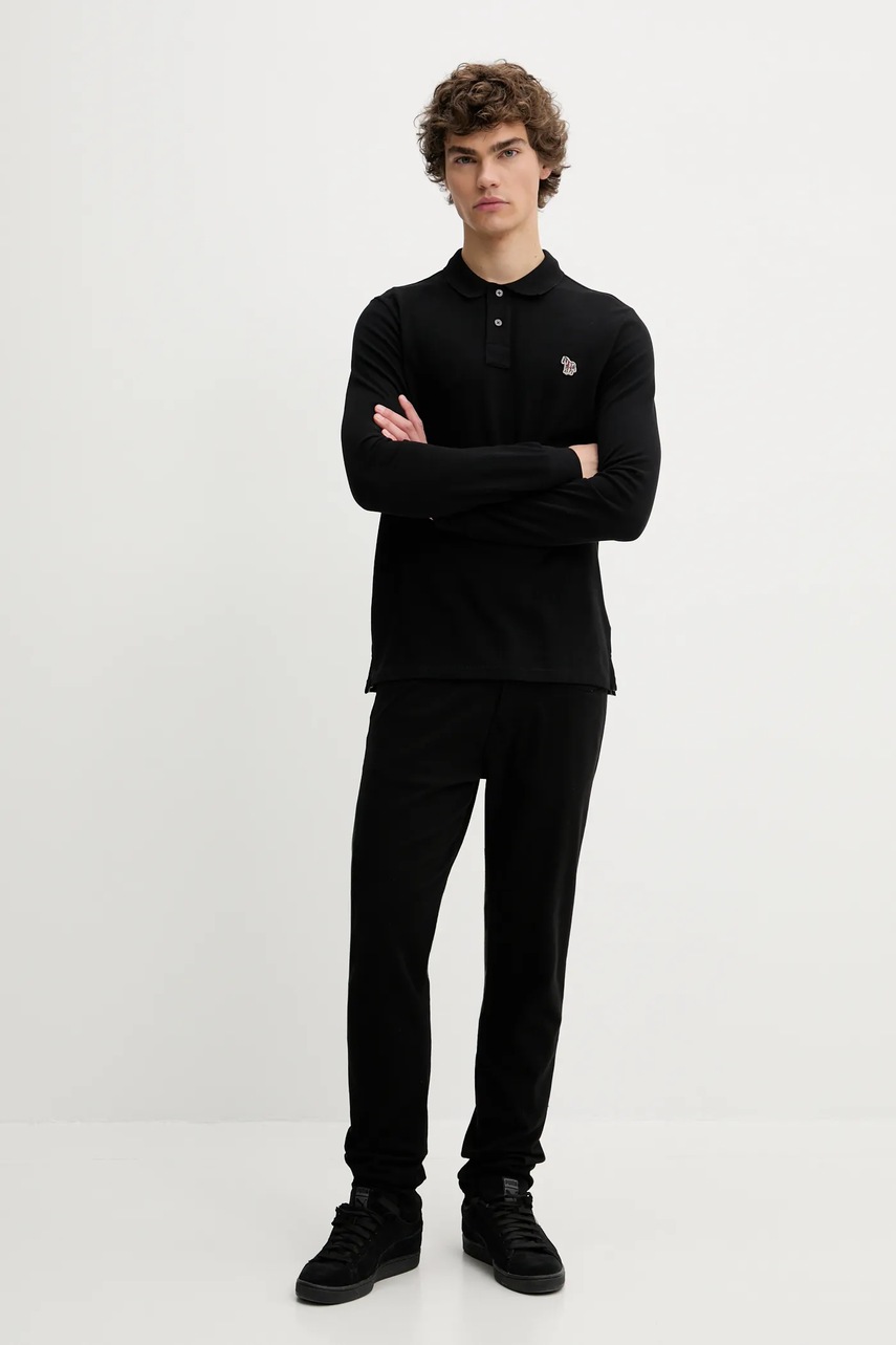 Хлопковый лонгслив PS Paul Smith цвет чёрный однотонная M2R-410S-PZEBRA Хлопковый лонгслив PS Paul Smith цвет чёрный однотонная M2R-410S-PZEBRA