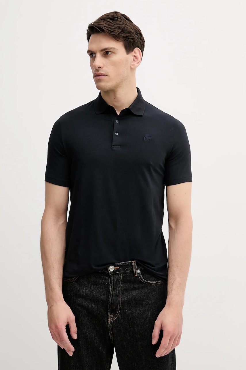 Karl Lagerfeld tricou polo culoarea bleumarin, uni, 553221.745750