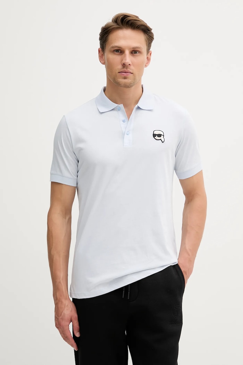 Karl Lagerfeld polo de bumbac cu imprimeu, 553224.745710