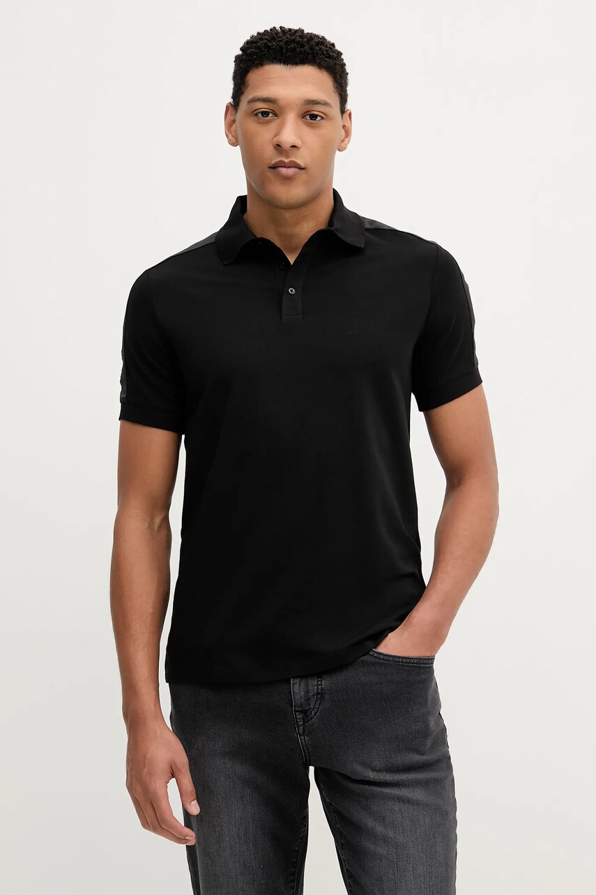 Karl Lagerfeld tricou polo culoarea negru, uni, 553235.745019
