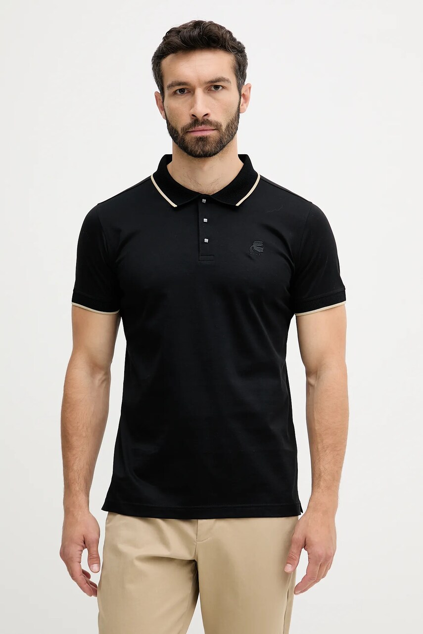 Karl Lagerfeld polo de bumbac culoarea negru, uni, 553200.745080