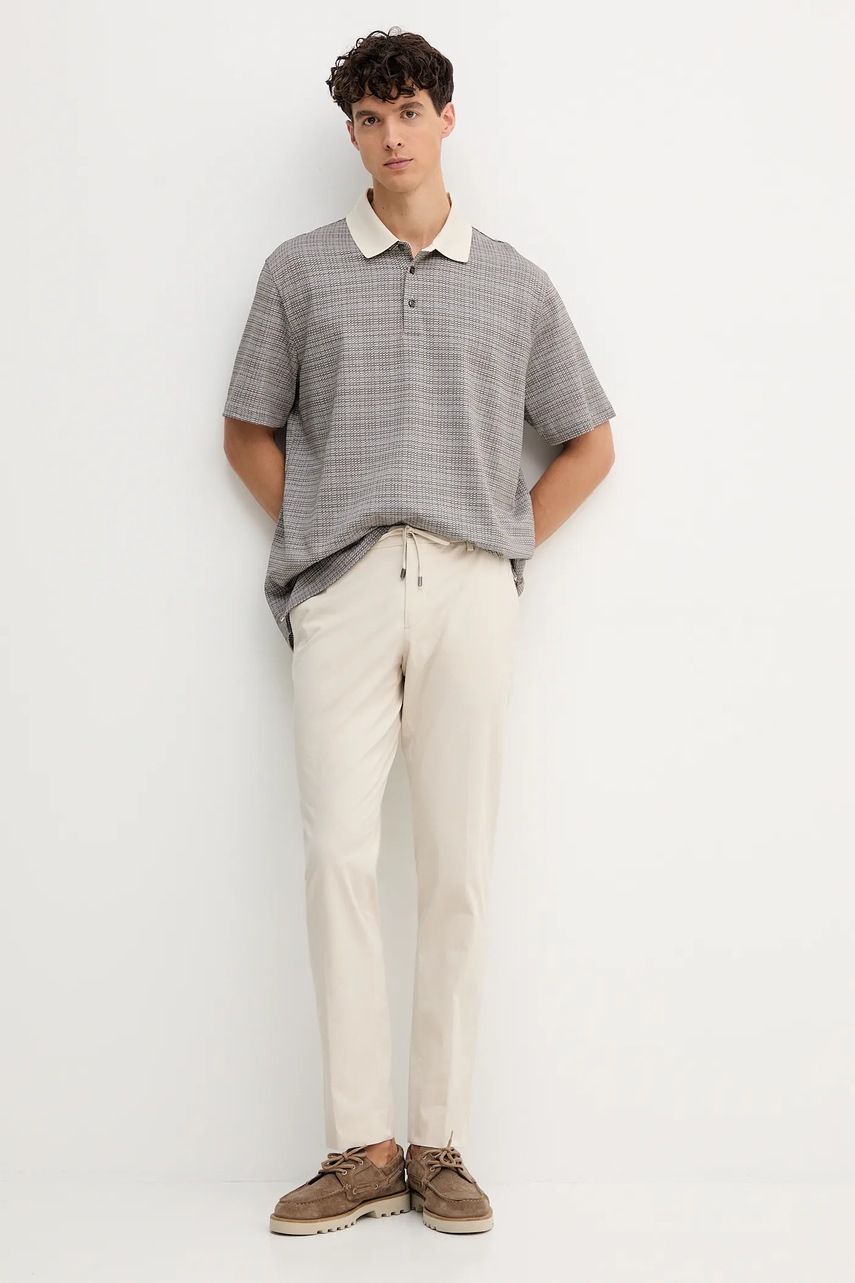 Хлопковое поло BOSS цвет белый узор 50543402