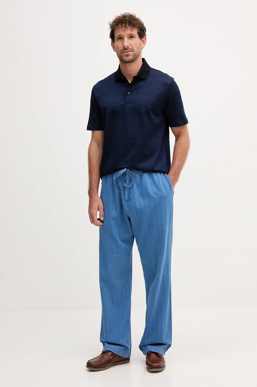 Хлопковое поло BOSS цвет синий узор 50543402