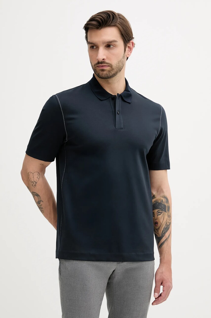 BOSS tricou polo culoarea bleumarin, uni, 50543387