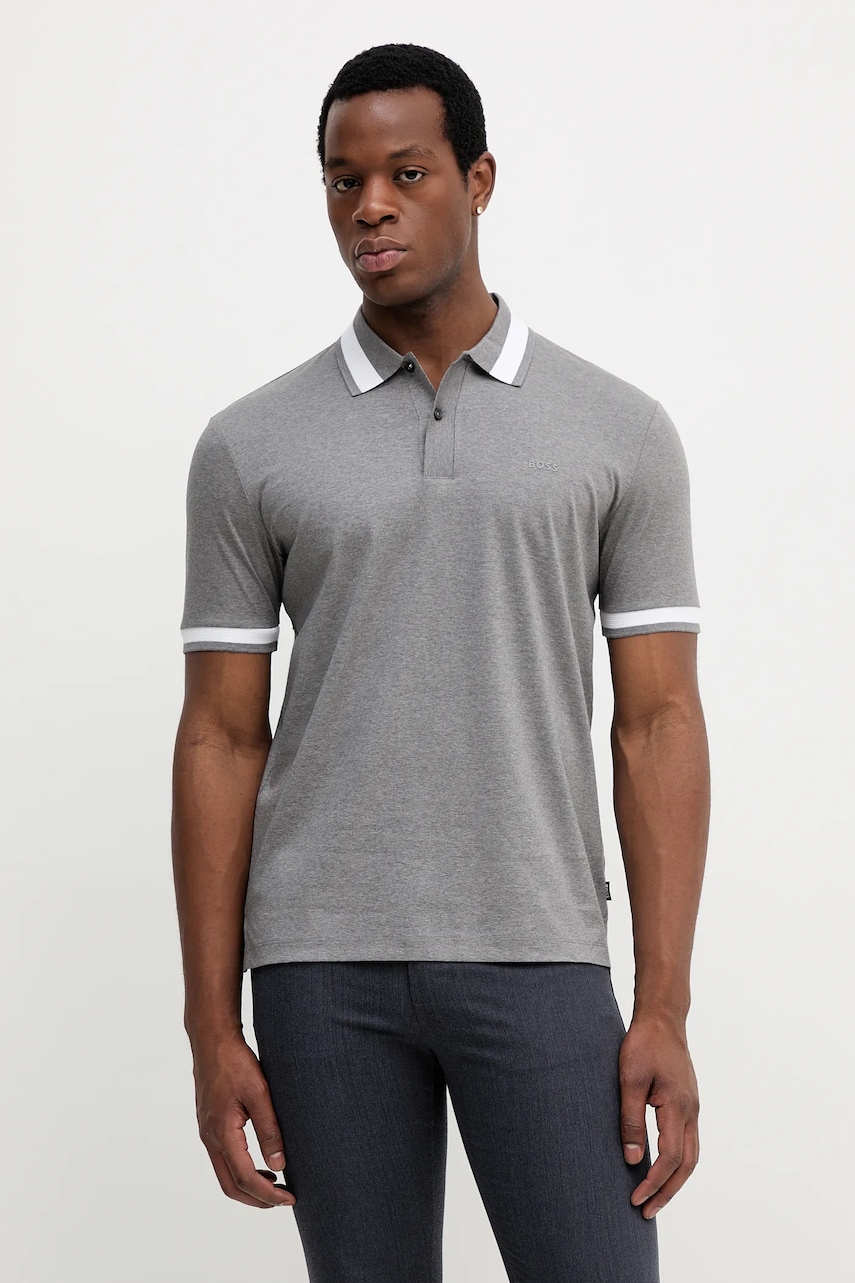 BOSS polo de bumbac culoarea negru, uni, 50543865