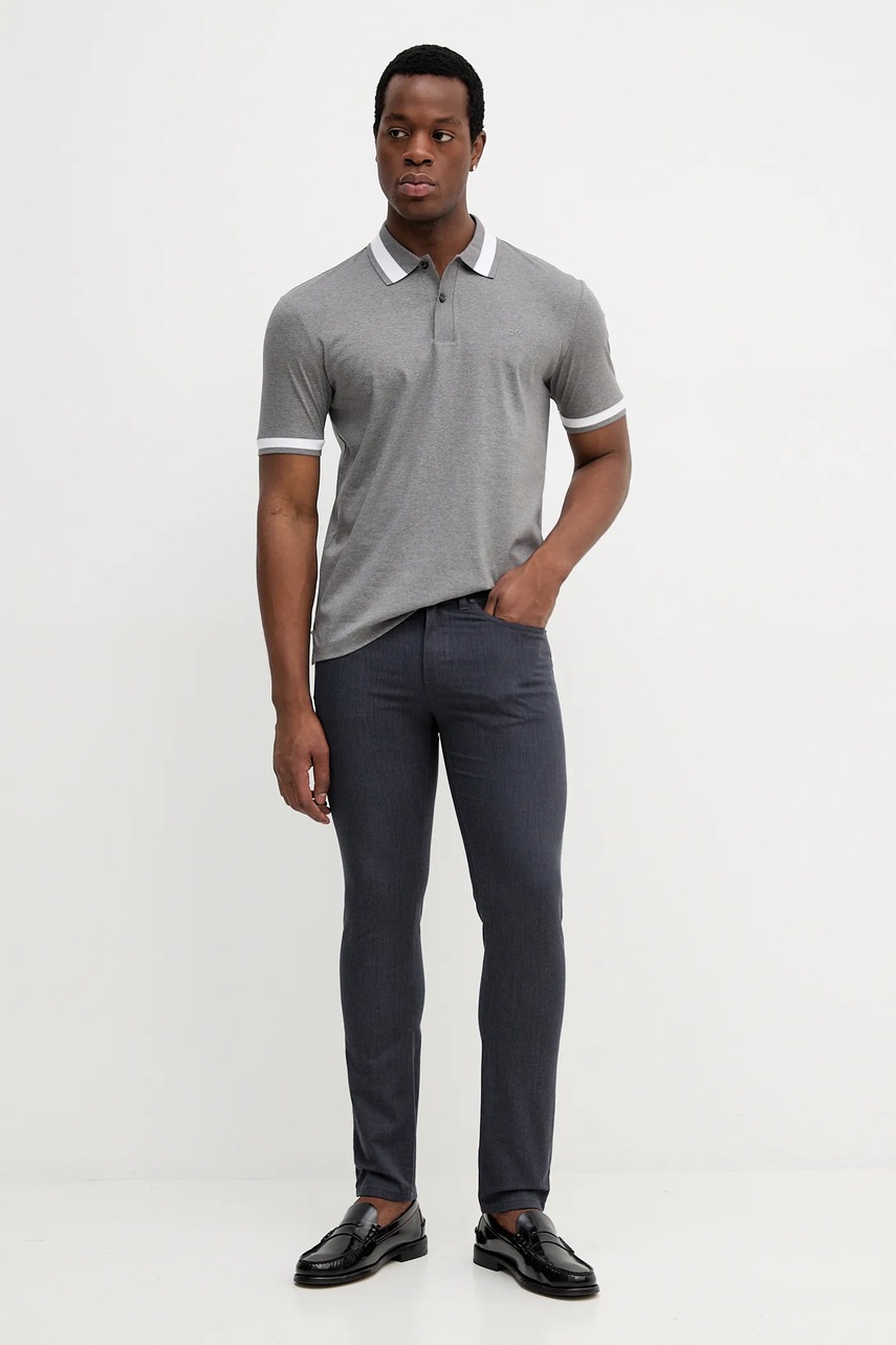 Хлопковое поло BOSS цвет чёрный однотонное 50543865