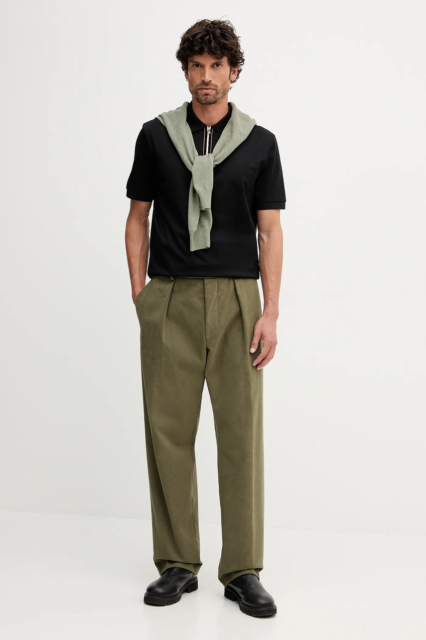 Хлопковое поло BOSS цвет чёрный с аппликацией 50543880