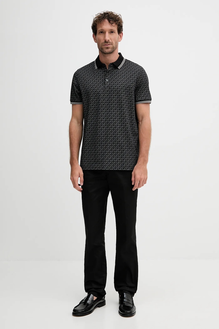 Хлопковое поло Michael Kors цвет чёрный узор CS550V85KS