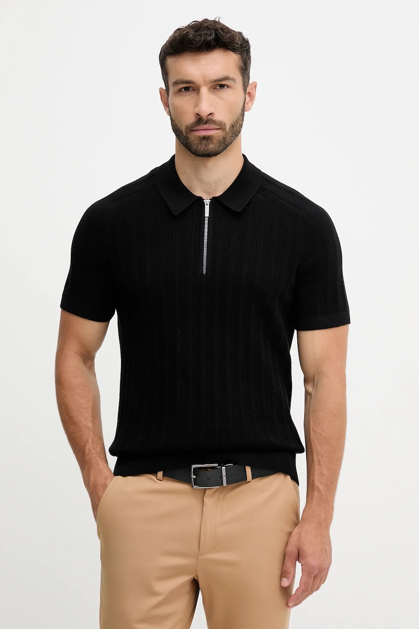 Michael Kors polo de bumbac culoarea negru, uni, CT560GT469