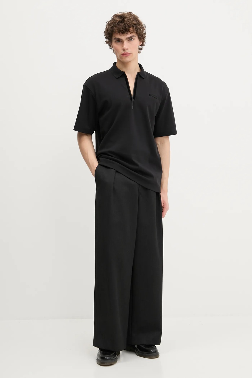 Поло HUGO цвет чёрный с принтом 50542313
