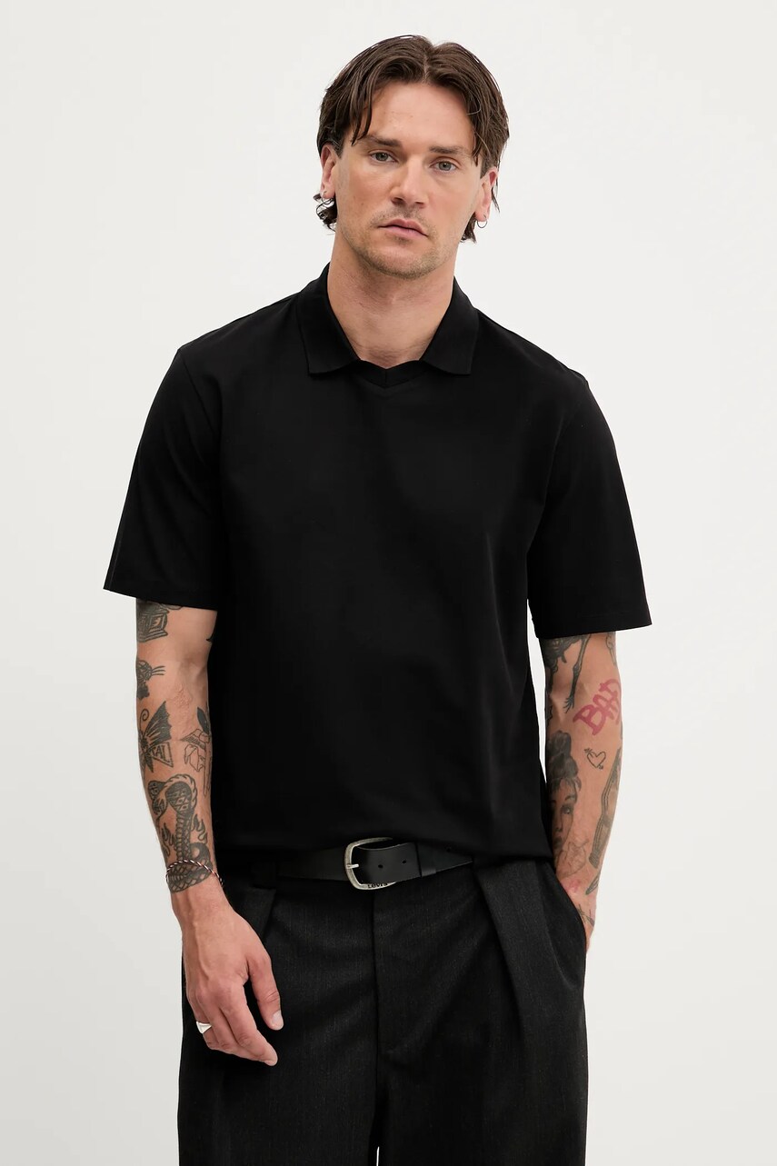 HUGO tricou polo culoarea negru, uni, 50542770