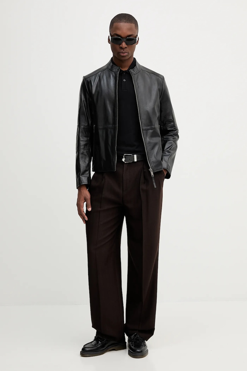 Хлопковое поло HUGO цвет чёрный с принтом 50542830