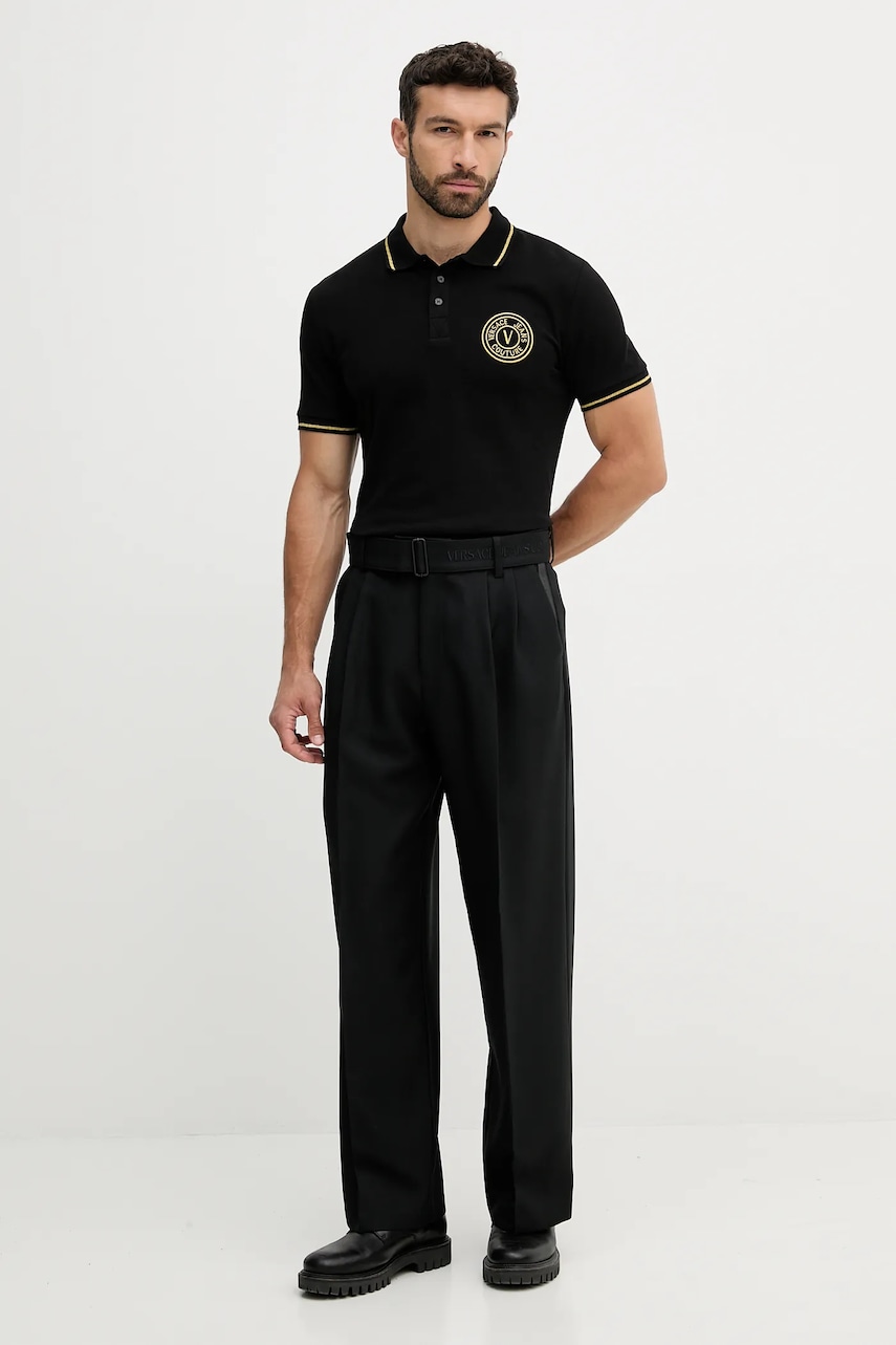 Хлопковое поло Versace Jeans Couture цвет чёрный узор 79GAGT00 CJ01T Хлопковое поло Versace Jeans Couture цвет чёрный узор 79GAGT00 CJ01T