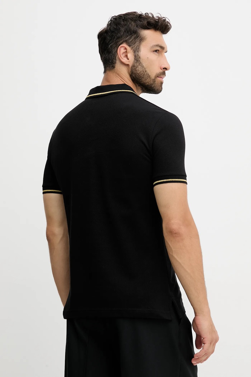 Βαμβακερό μπλουζάκι πόλο Versace Jeans Couture ανδρικό, χρώμα: μαύρο, 79GAGT00 CJ01T φωτογραφία