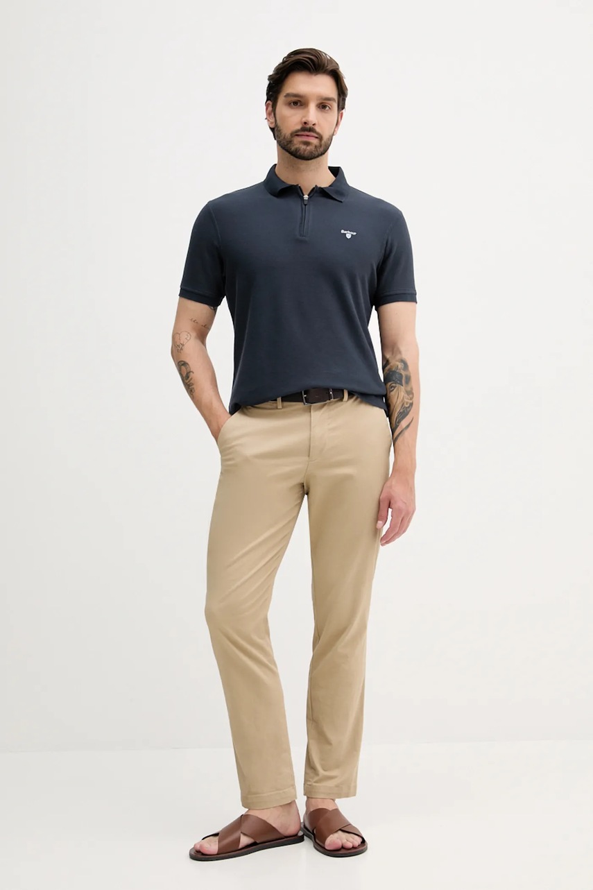 Хлопковое поло Barbour WADWORTH цвет синий однотонное MML1398