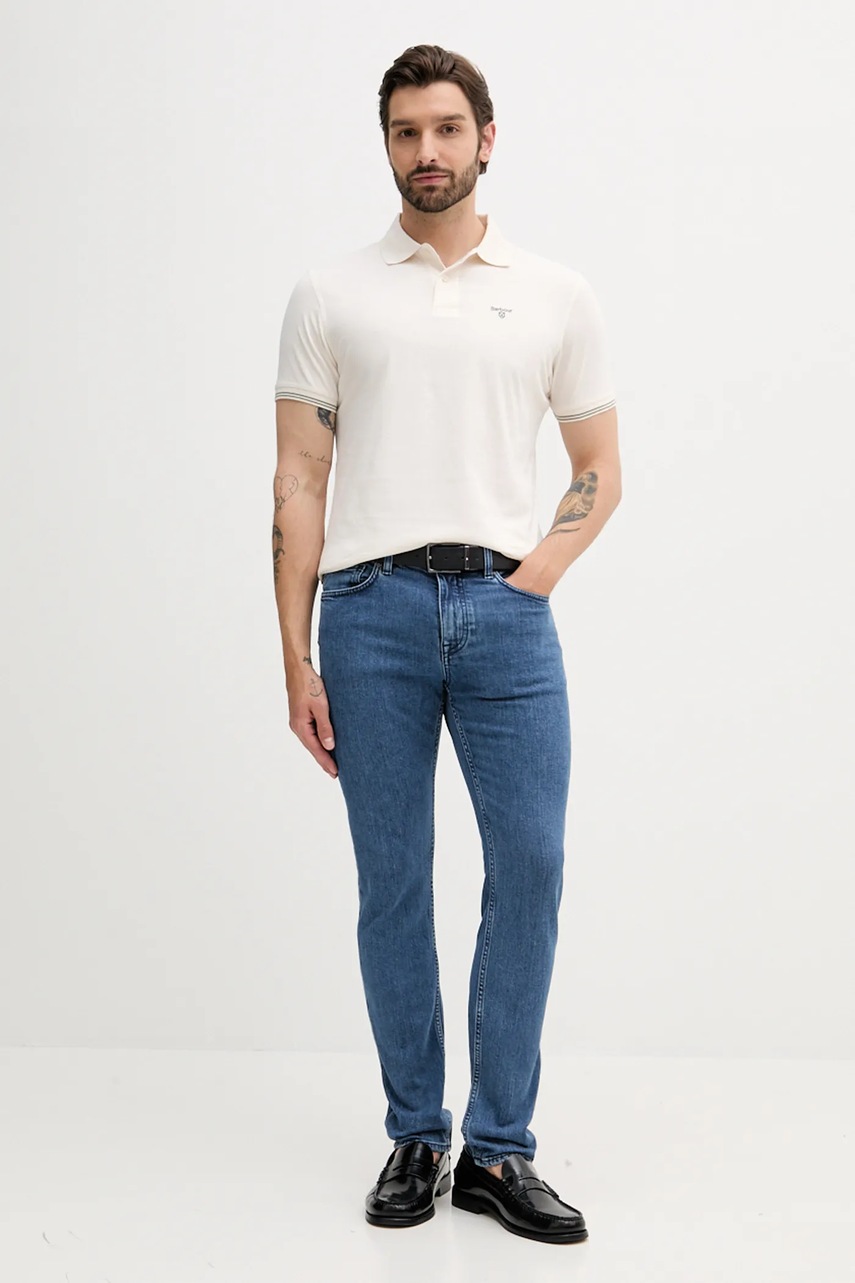 Хлопковое поло Barbour AUSTWICK цвет бежевый однотонное MML1484