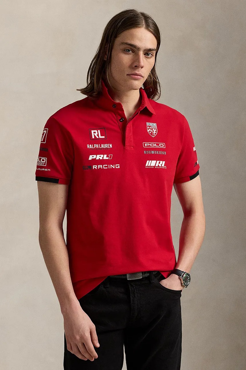 Polo Ralph Lauren tricou polo Sskccmslm2 Short Sleeve culoarea roșu, cu imprimeu, 710972342
