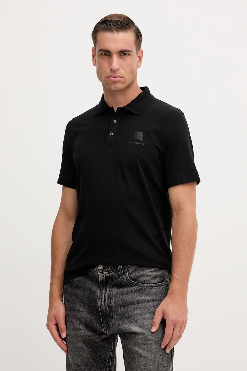 Karl Lagerfeld tricou polo culoarea negru, uni, 554221.745015