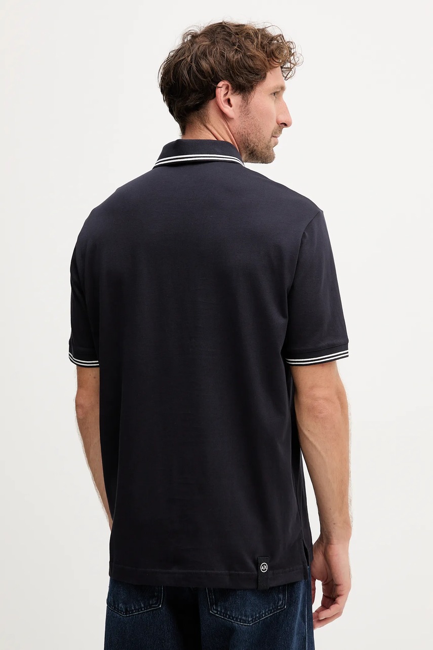 Хлопковое поло Armani Exchange цвет синий однотонная XM000993 AF10361 Хлопковое поло Armani Exchange цвет синий однотонная XM000993 AF10361