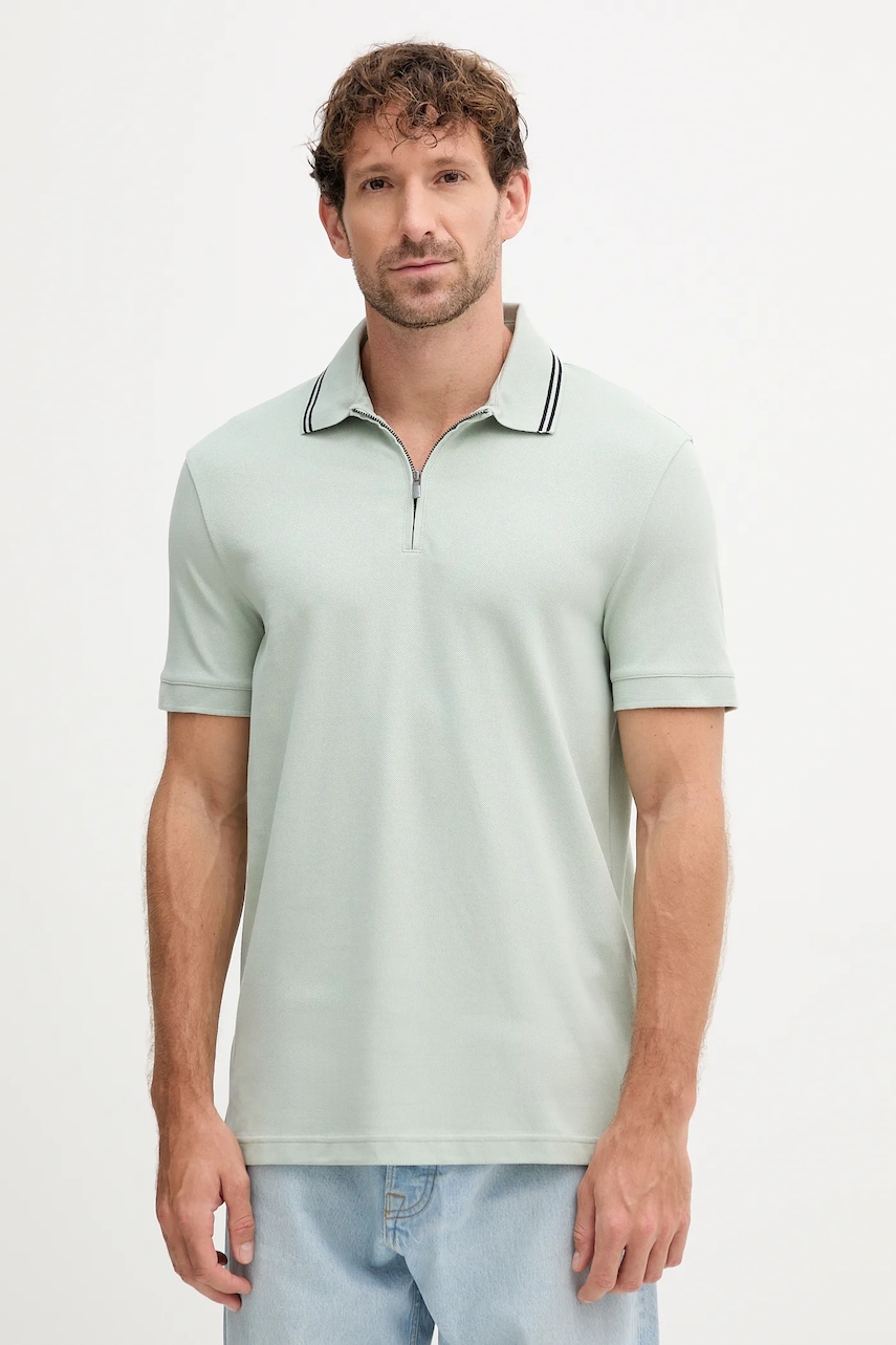 Armani Exchange polo de bumbac culoarea verde, uni, XM000994 AF10366