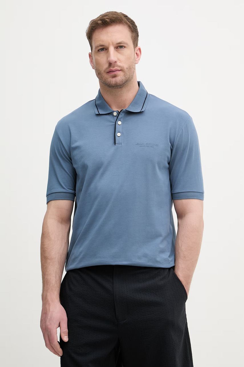 Levně Armani Exchange polo pánské s bavlnou