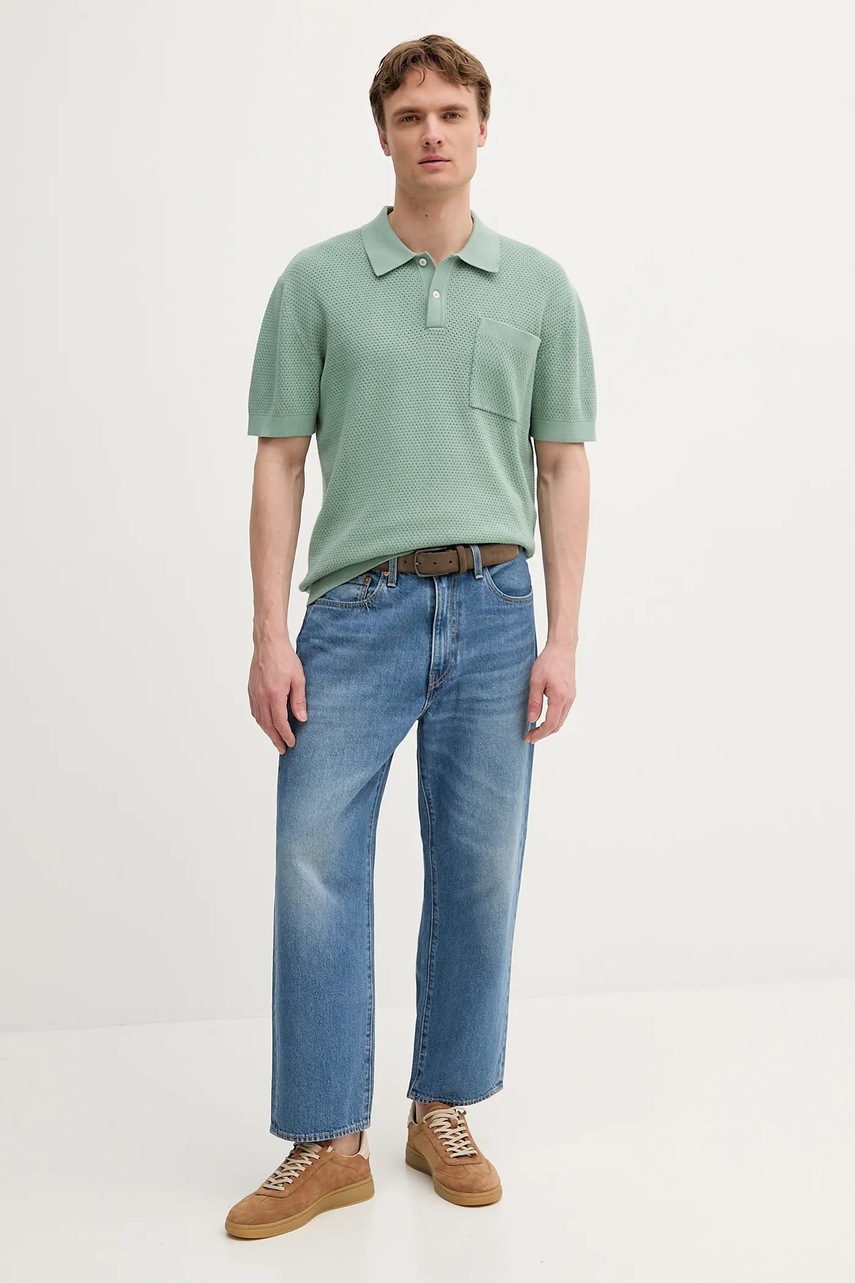 Хлопковое поло Pepe Jeans цвет зелёный однотонное PM702536