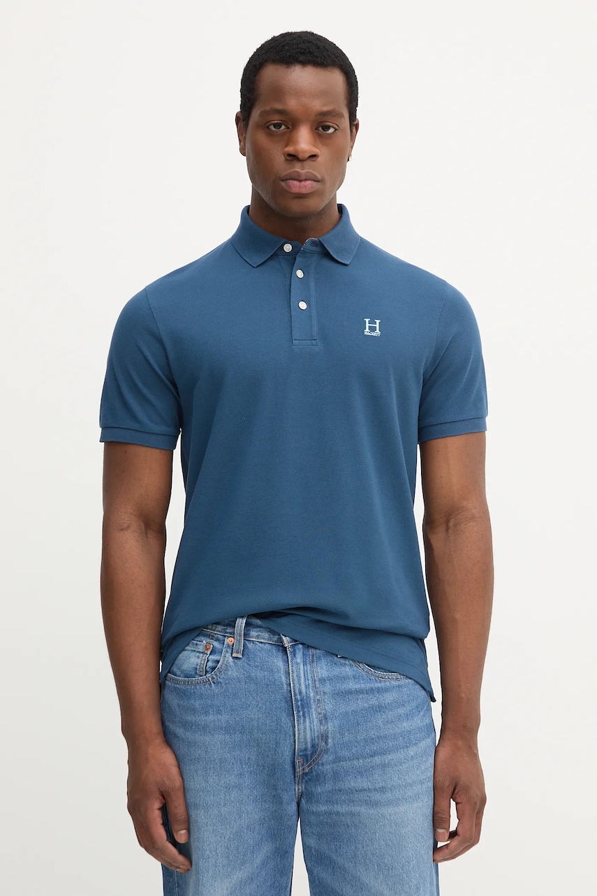 Hackett London polo de bumbac culoarea bleumarin, uni, HM5600001