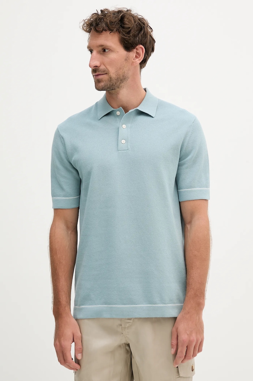 Levně Bavlněné polo tričko Hackett London pánské, modrá barva, HM7000005