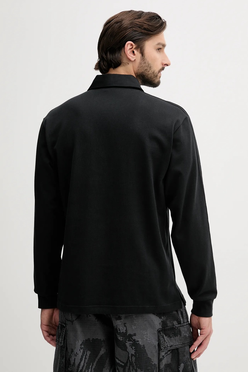 adidas Originals pamut hosszúujjú Rugby Polo fekete, sima, JY1401 termék 2. képe