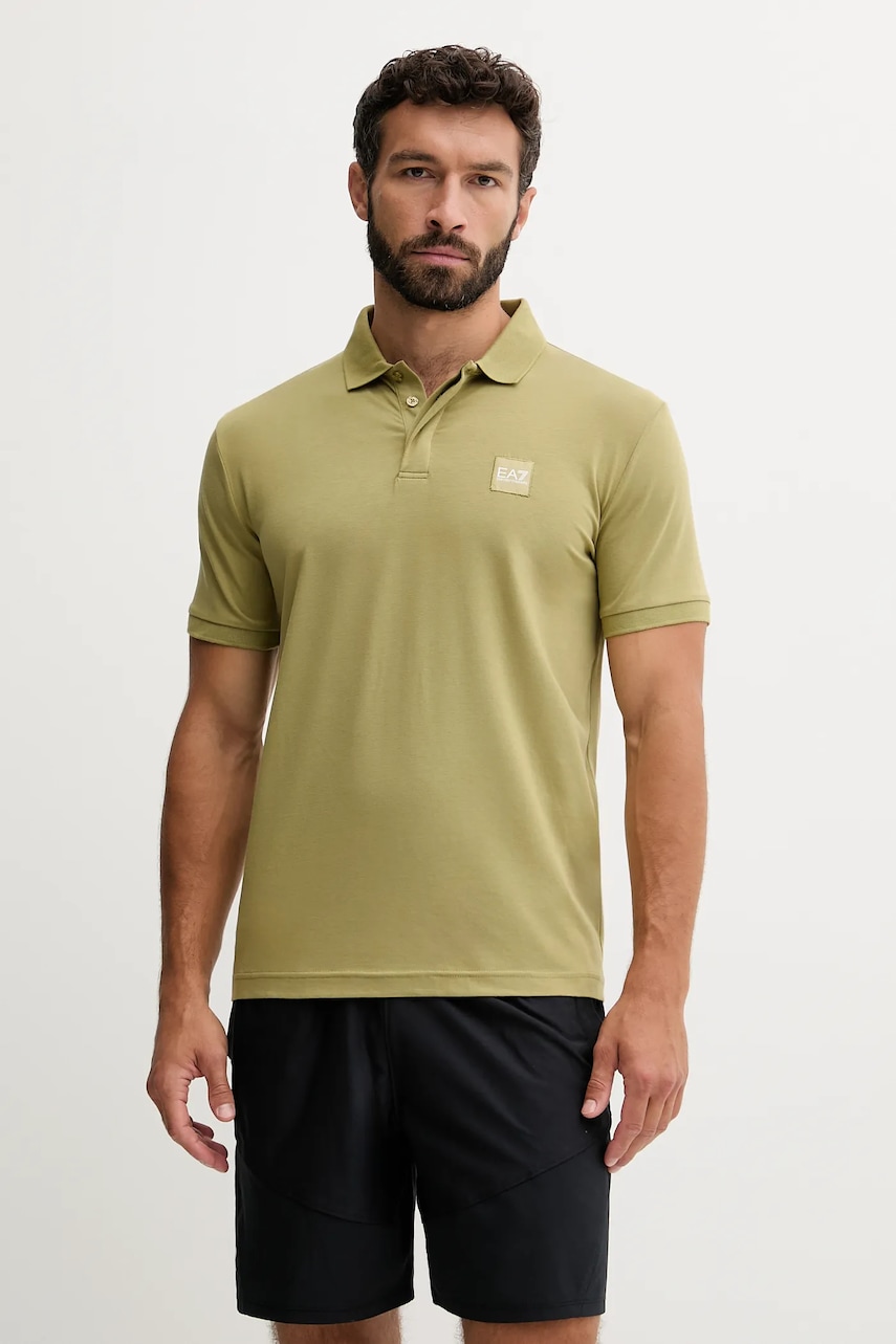 Levně Polo tričko EA7 Emporio Armani pánské, zelená barva, AF10373.7M000901