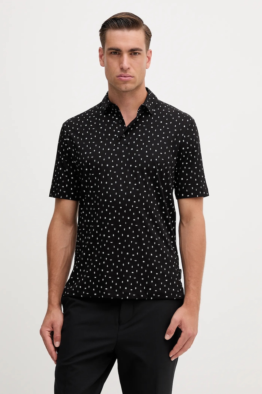 Levně Bavlněné polo tričko Armani Exchange pánské, černá barva, XM000735 AF10356